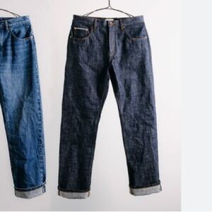 TAYLOR STITCH The SLIM Jean Umeda Selvage Denim Jeans USA 28 Cuffed Rigid Jeans